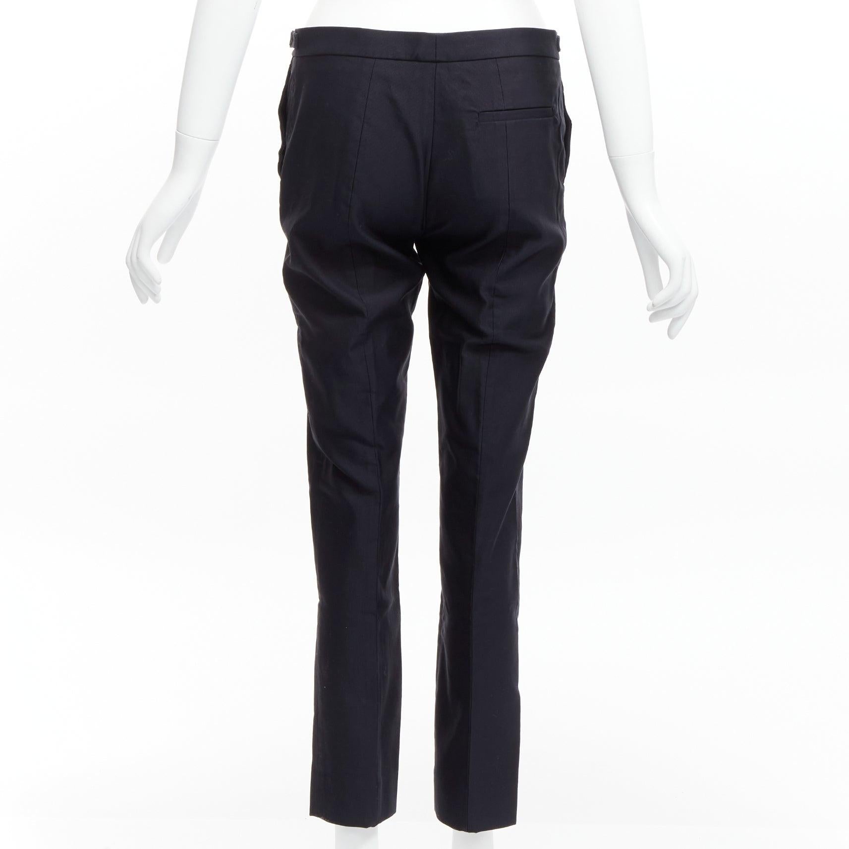 Women's GABRIELA HEARST black silver side buckles silk lined tapered pants IT36 XXS For Sale