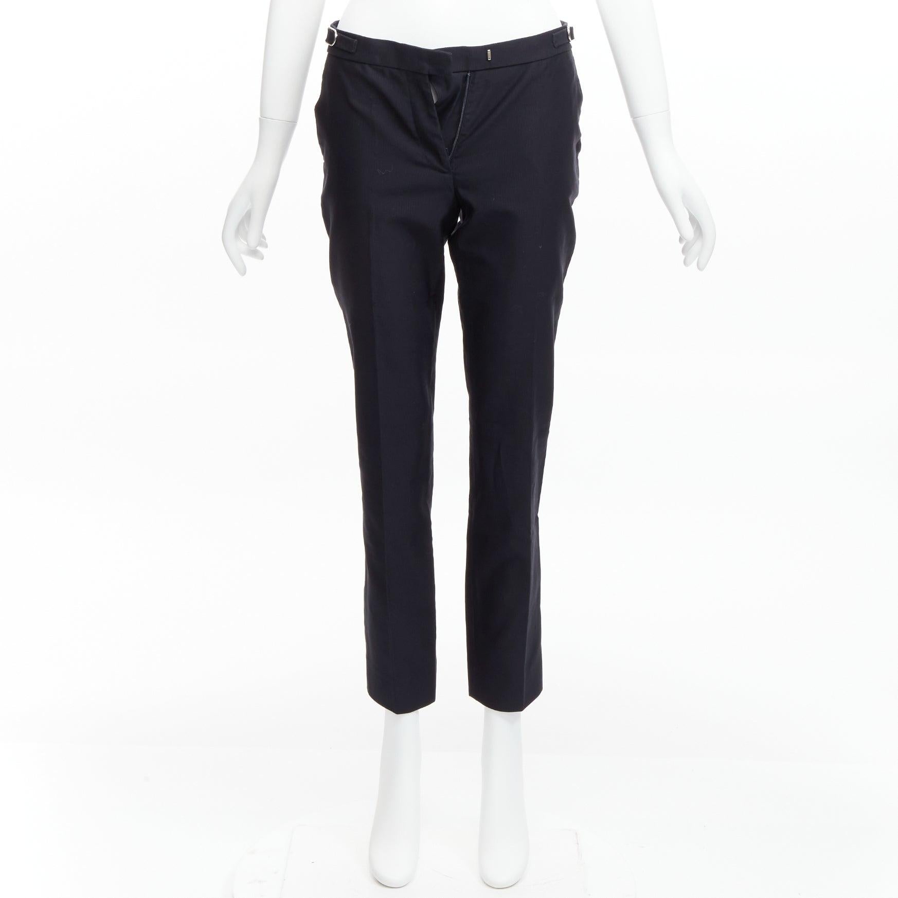 GABRIELA HEARST black silver side buckles silk lined tapered pants IT36 XXS For Sale 4