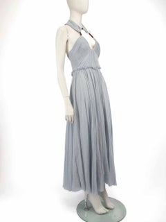 Gabriela Hearst Blue Halter Neck Pleated Dress Size S
