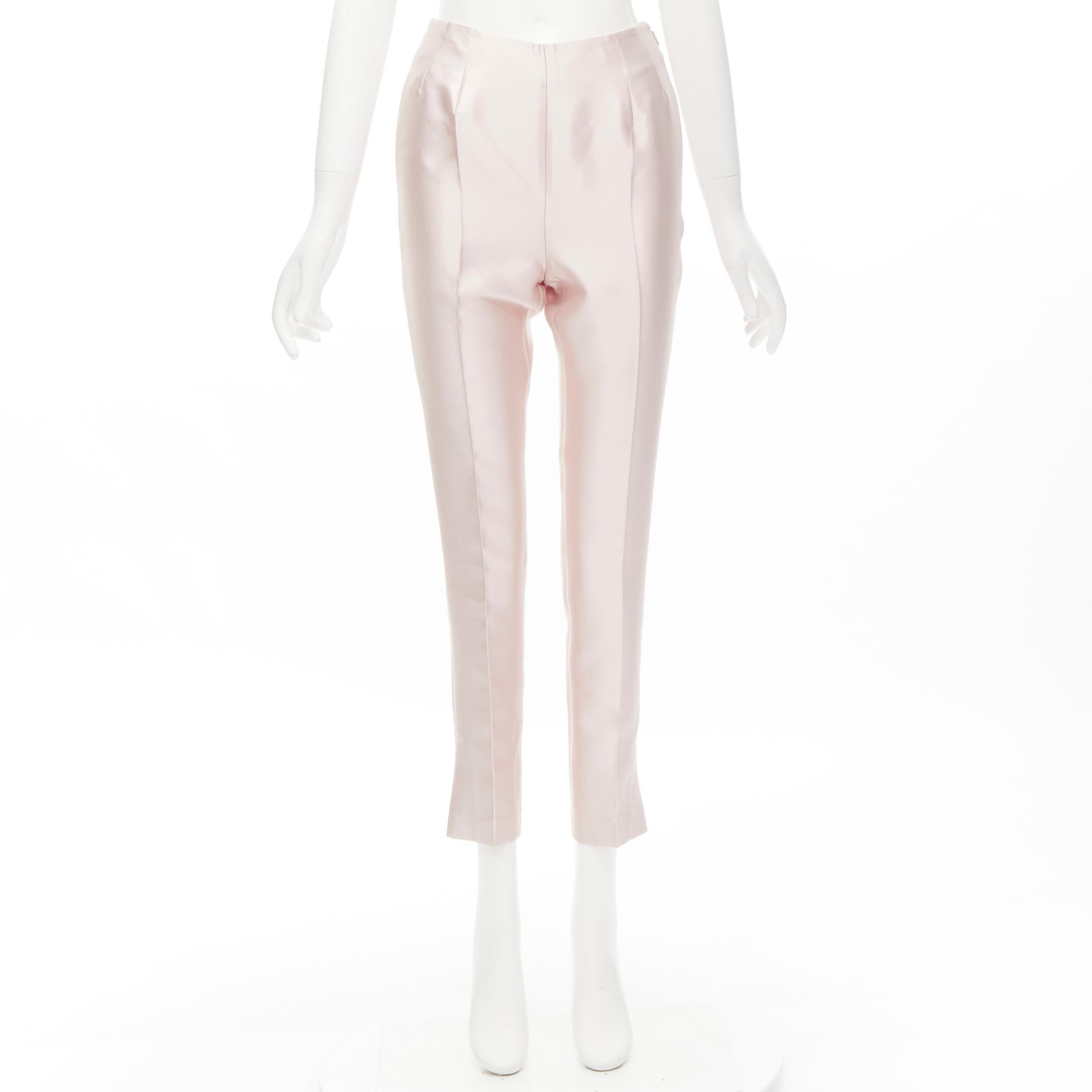 GABRIELA HEARST blush pink silk wool blend high rise cropped trousers IT34 XS For Sale 5