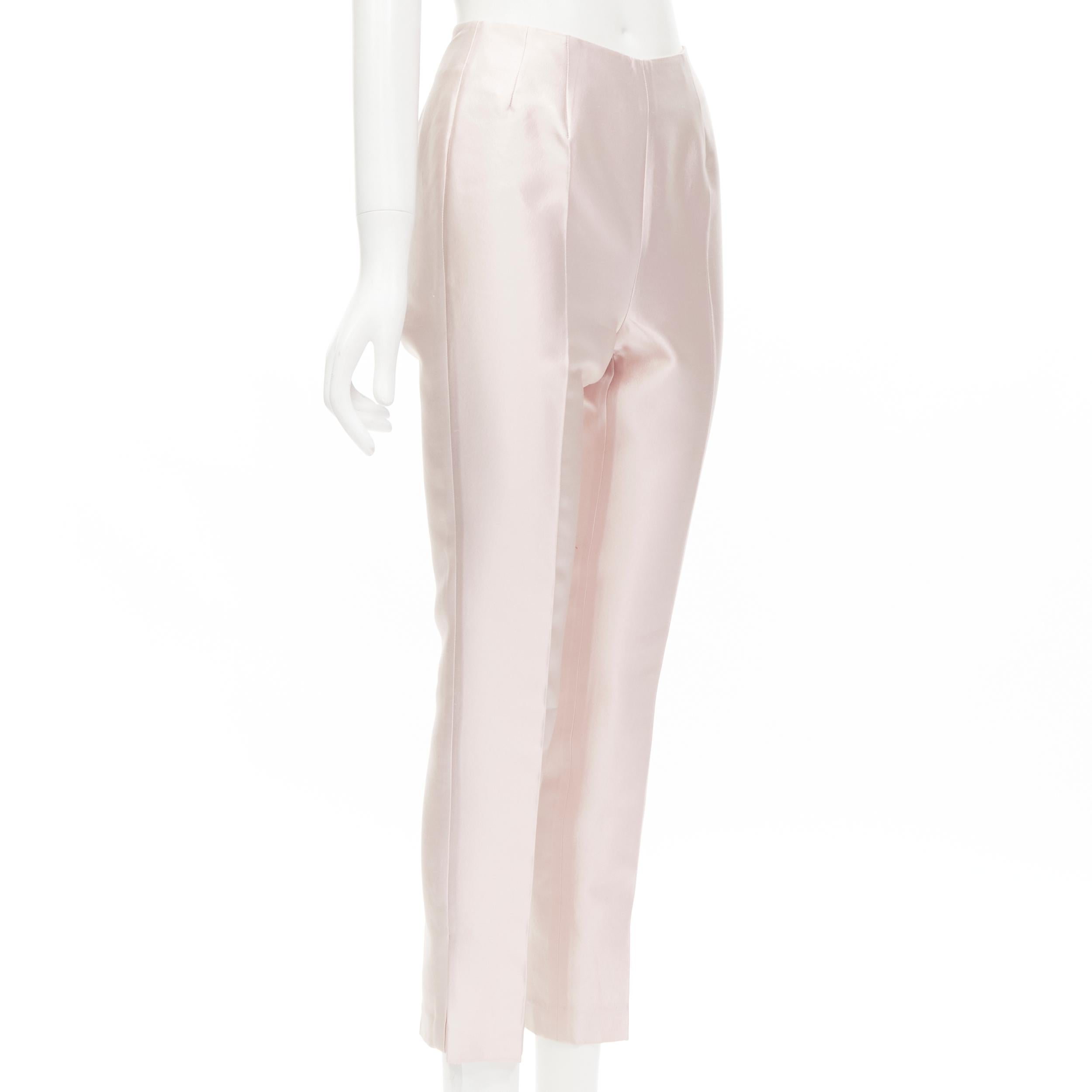 Beige GABRIELA HEARST blush pink silk wool blend high rise cropped trousers IT34 XS For Sale