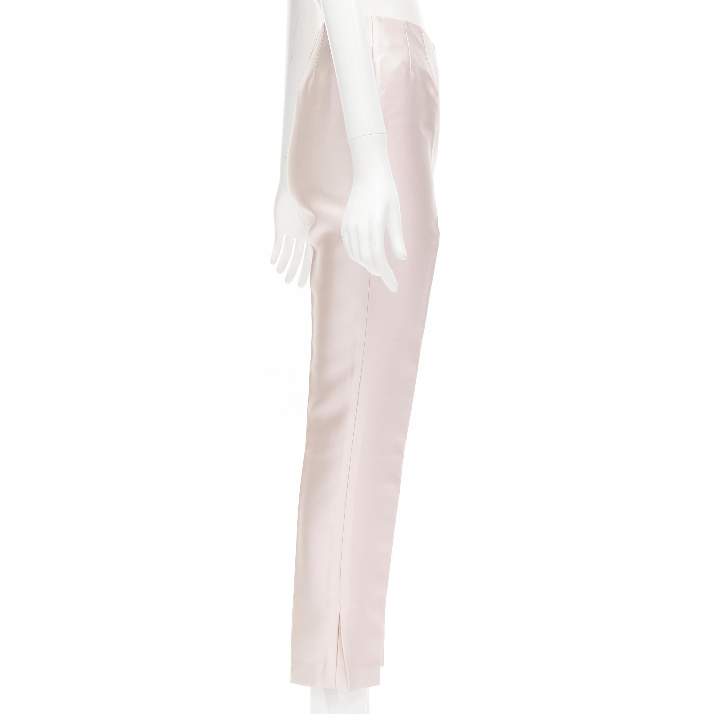 GABRIELA HEARST blush pink silk wool blend high rise cropped trousers IT34 XS In Excellent Condition For Sale In Hong Kong, NT