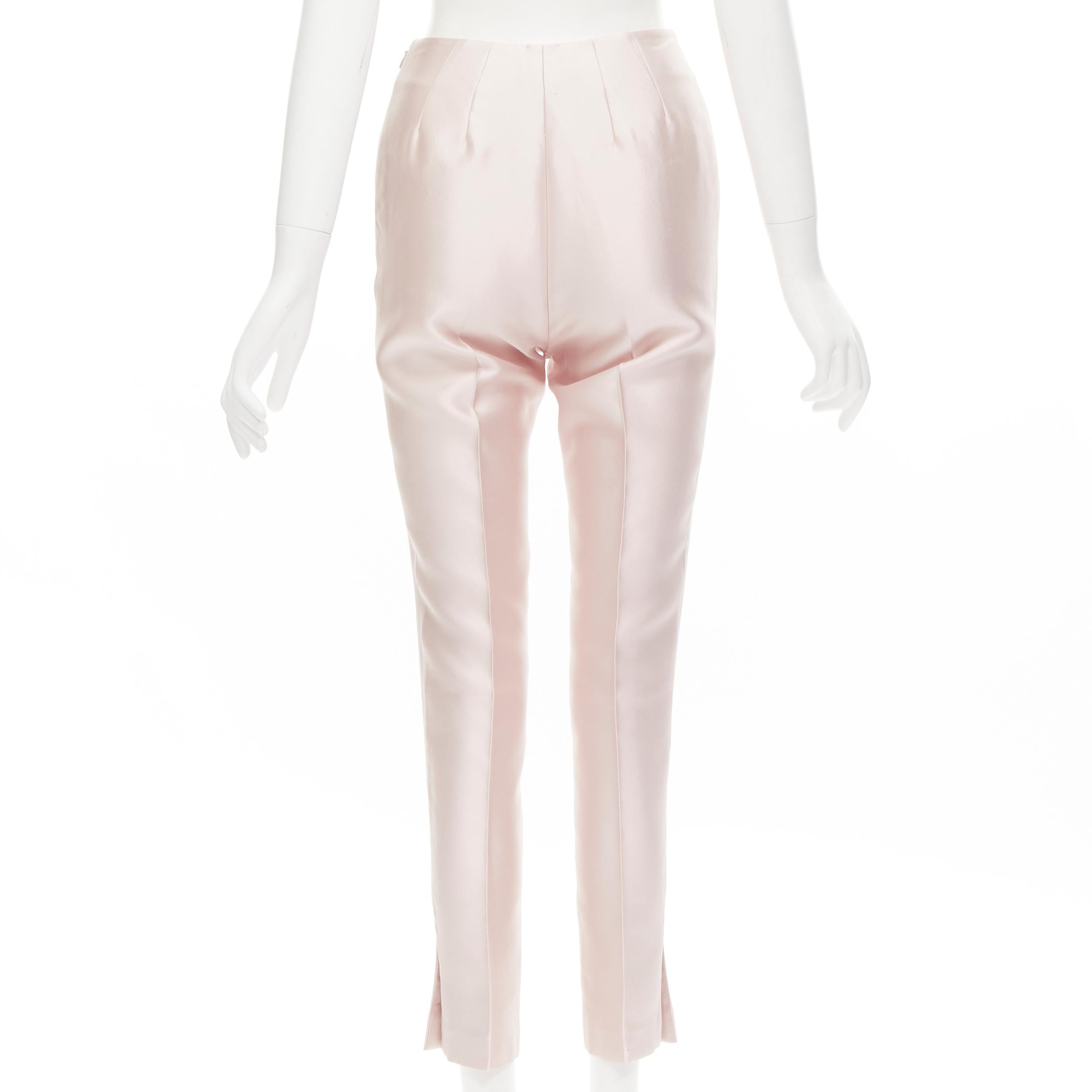 Women's GABRIELA HEARST blush pink silk wool blend high rise cropped trousers IT34 XS For Sale