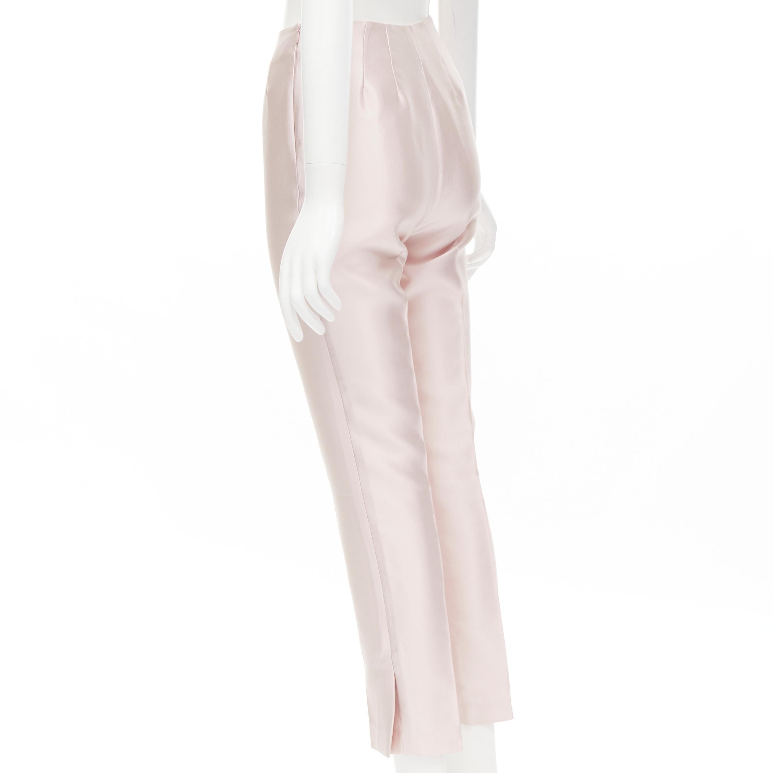 GABRIELA HEARST blush pink silk wool blend high rise cropped trousers IT34 XS For Sale 1