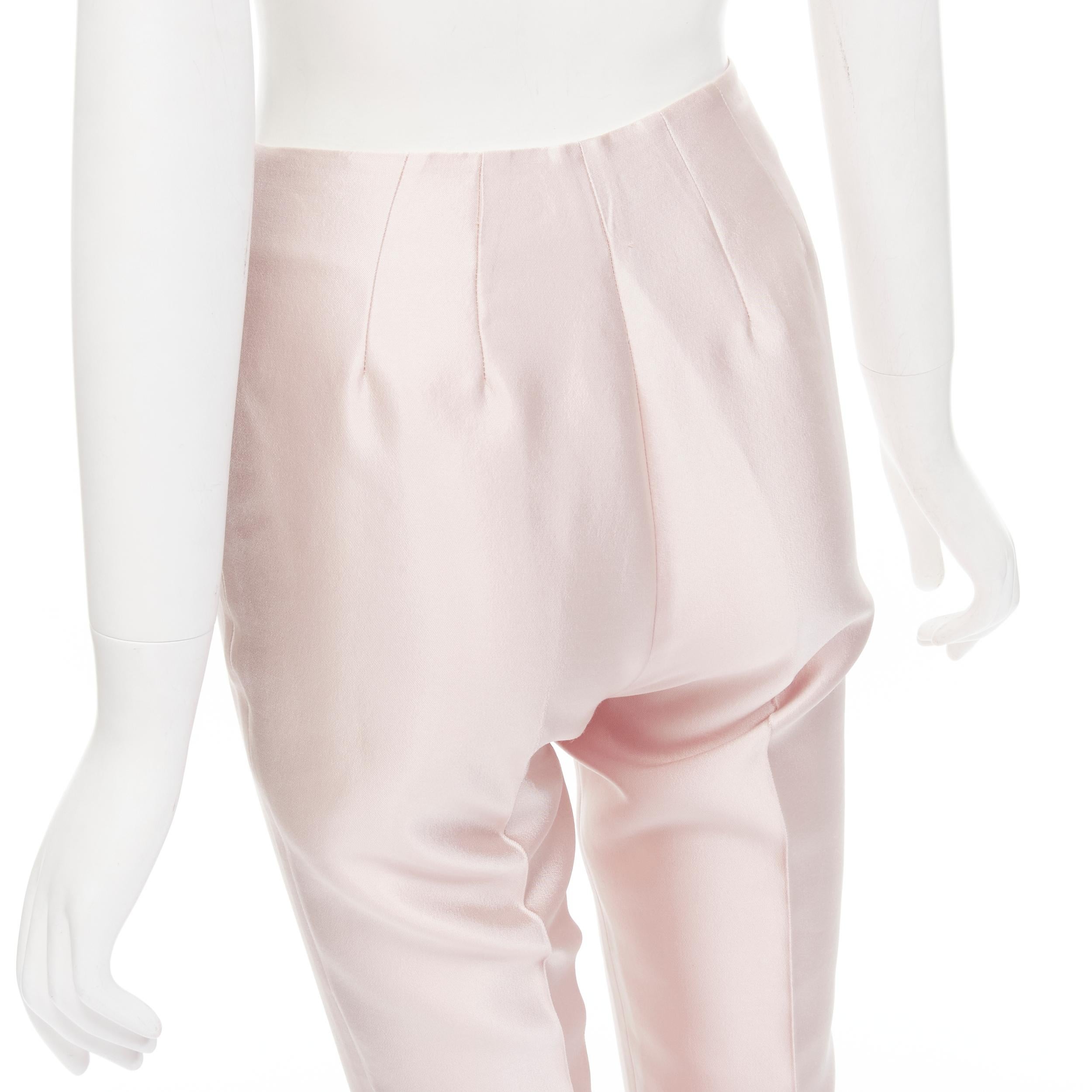 GABRIELA HEARST blush pink silk wool blend high rise cropped trousers IT34 XS For Sale 3