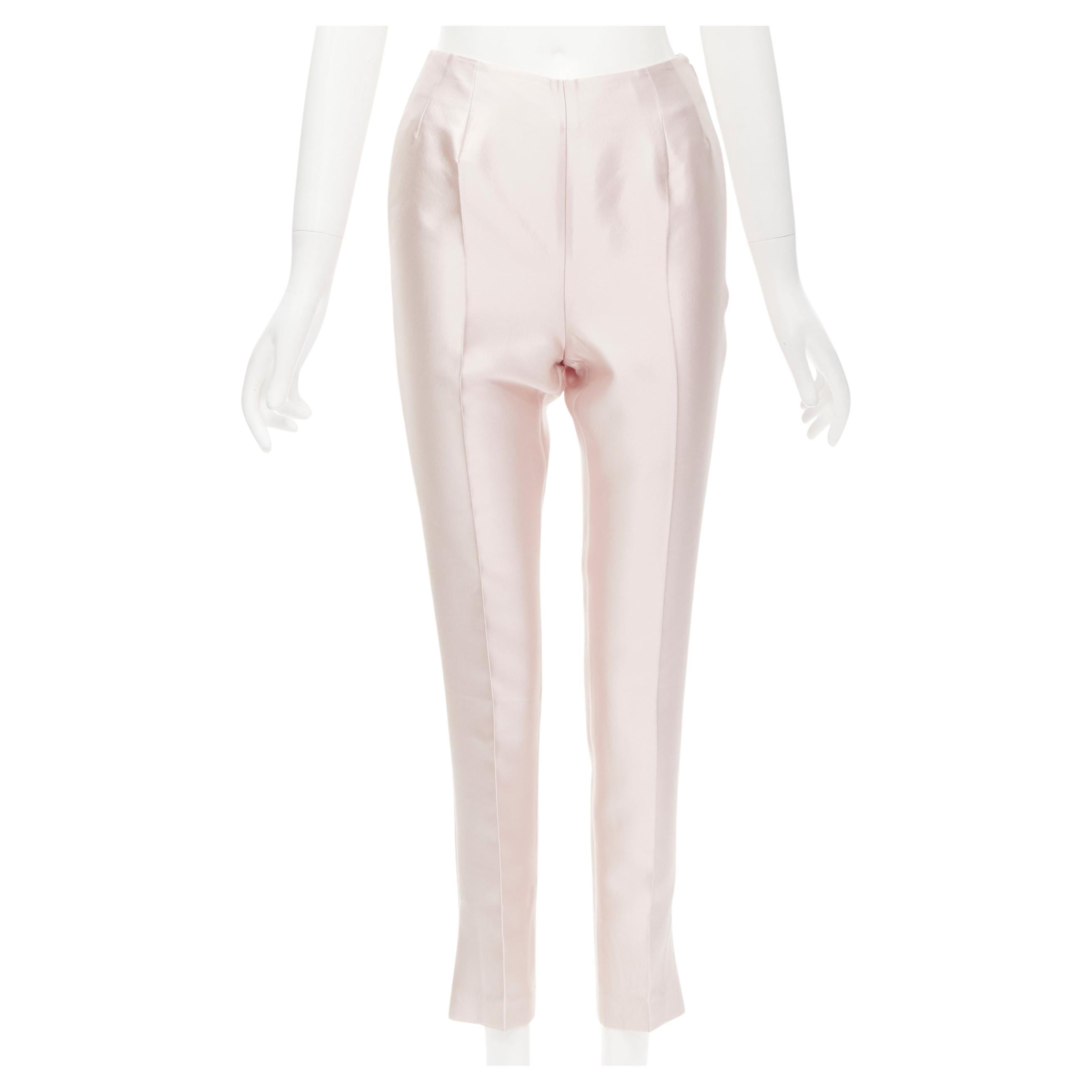 GABRIELA HEARST blush pink silk wool blend high rise cropped trousers IT34 XS For Sale