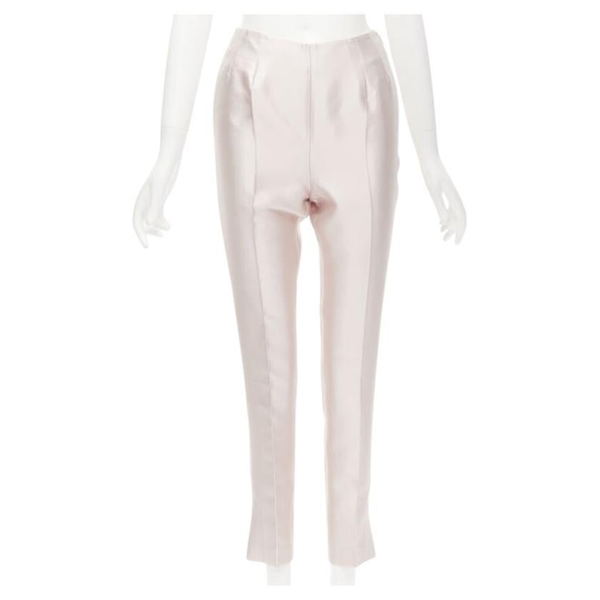 GABRIELA HEARST blush pink silk wool blend high rise cropped trousers IT34 XS