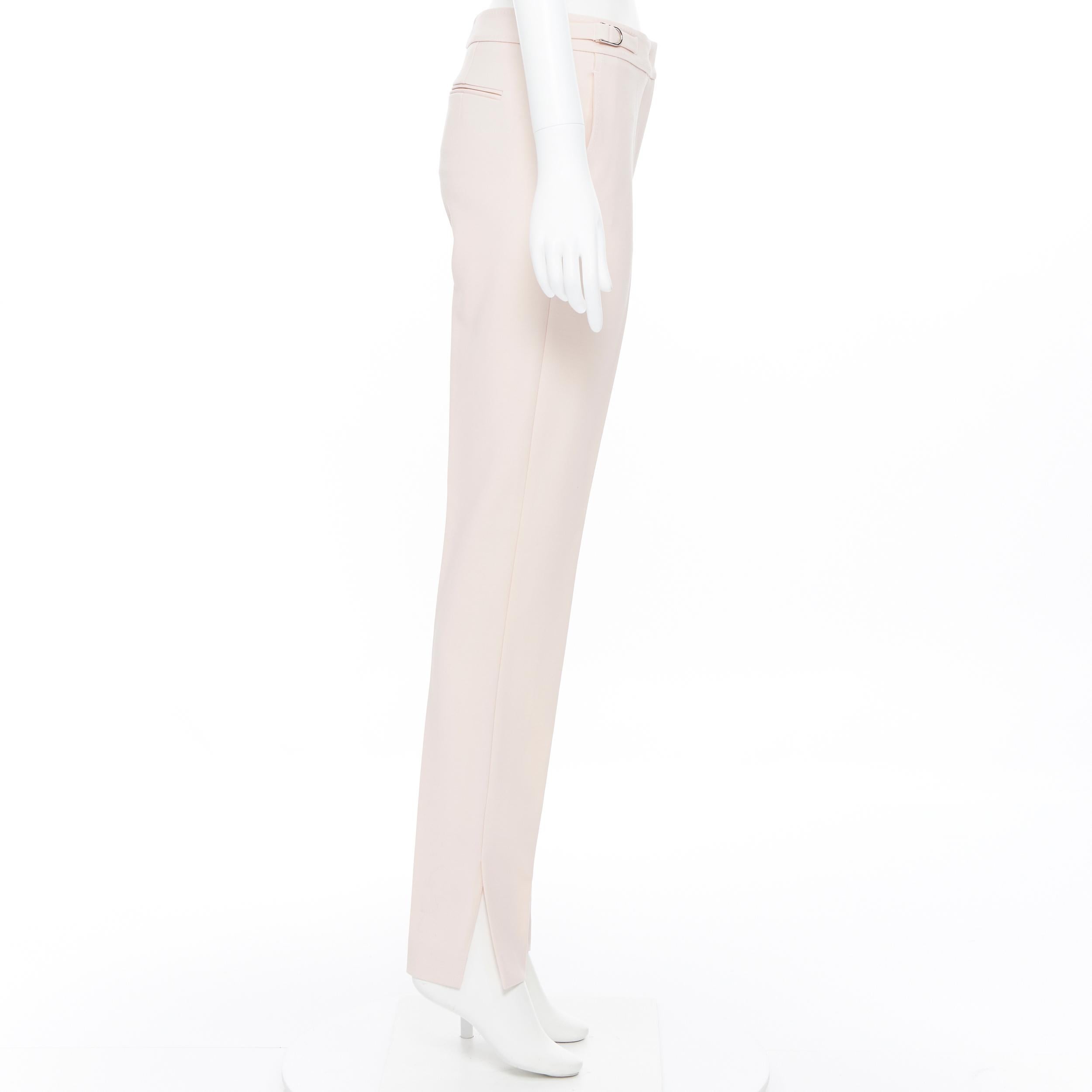 GABRIELA HEARST blush pink virgin wool adjustable buckle trousers pants FR38 In Excellent Condition In Hong Kong, NT