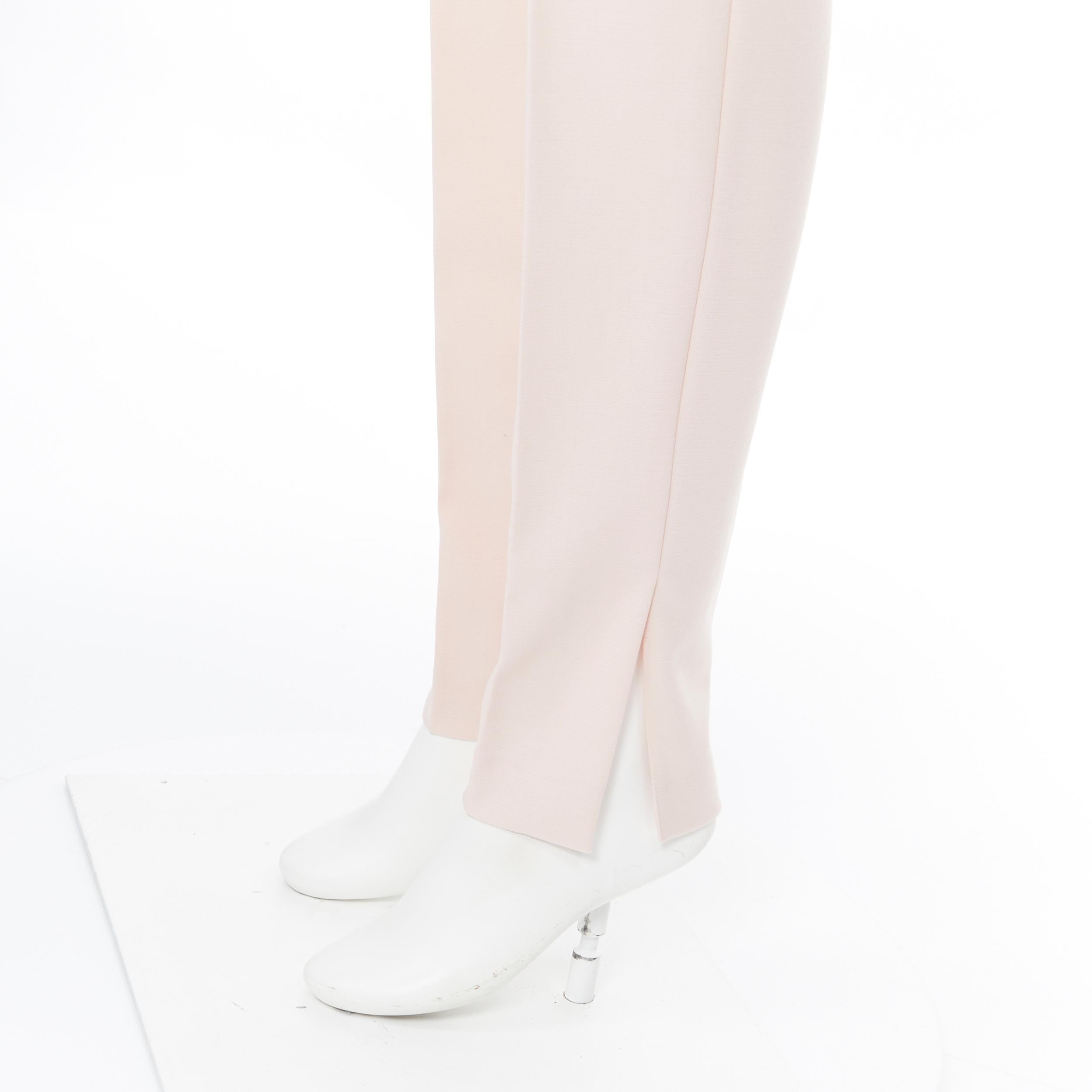 GABRIELA HEARST blush pink virgin wool adjustable buckle trousers pants FR38 4