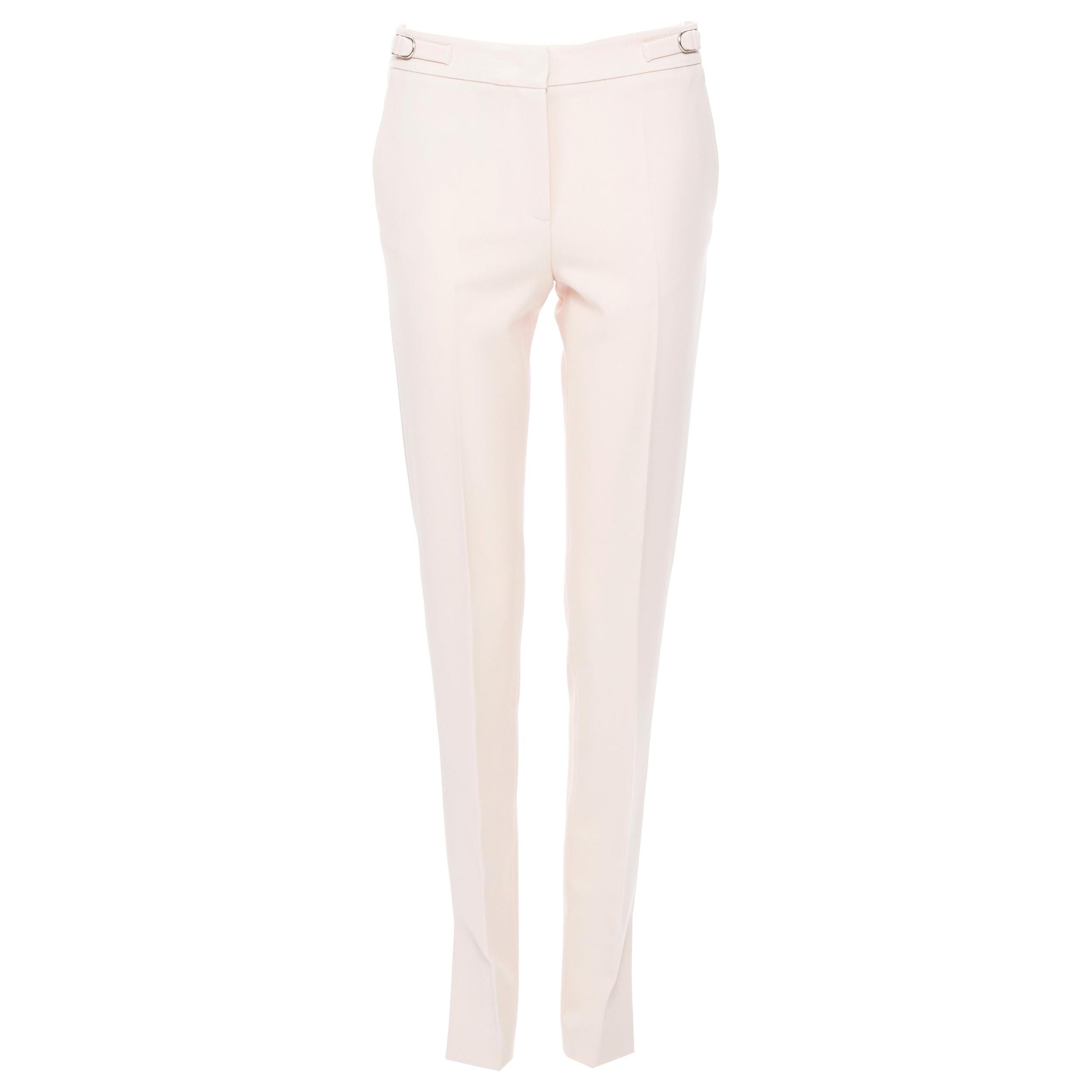 GABRIELA HEARST blush pink virgin wool adjustable buckle trousers pants FR38