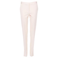 GABRIELA HEARST blush pink virgin wool adjustable buckle trousers pants FR38