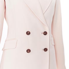 GABRIELA HEARST blush pink virgin wool peak lapel double breasted jacket US2