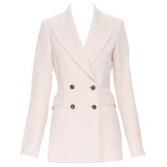 GABRIELA HEARST blush pink virgin wool peak lapel double breasted jacket US2