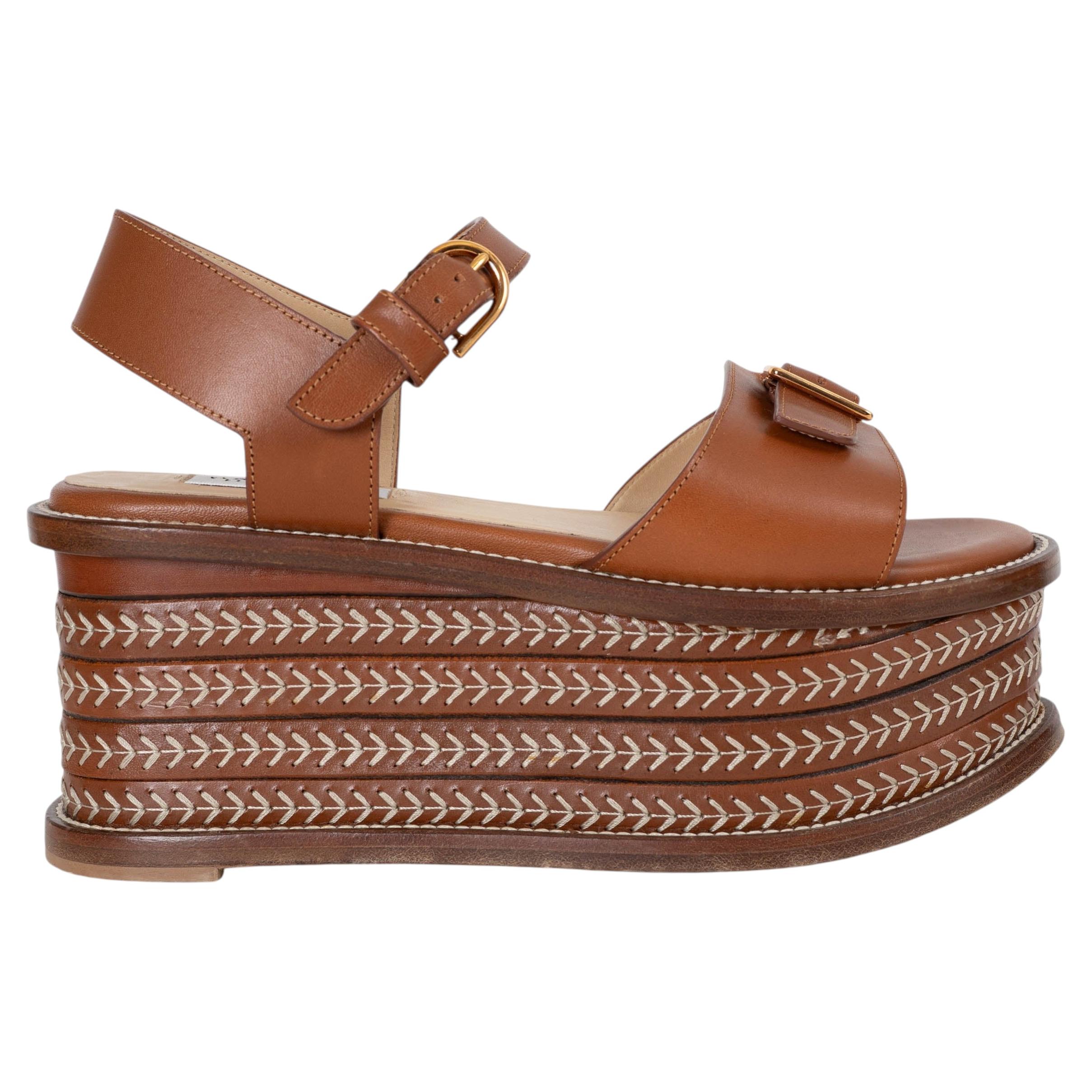 GABRIELA HEARST cuir marron 2021 HILL PLATFORM Sandales Chaussures 37.5 fit 37