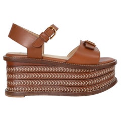 GABRIELA HEARST pelle marrone 2021 HILL PIATTAFORMA Sandali Scarpe 37.5 vestibilità 37