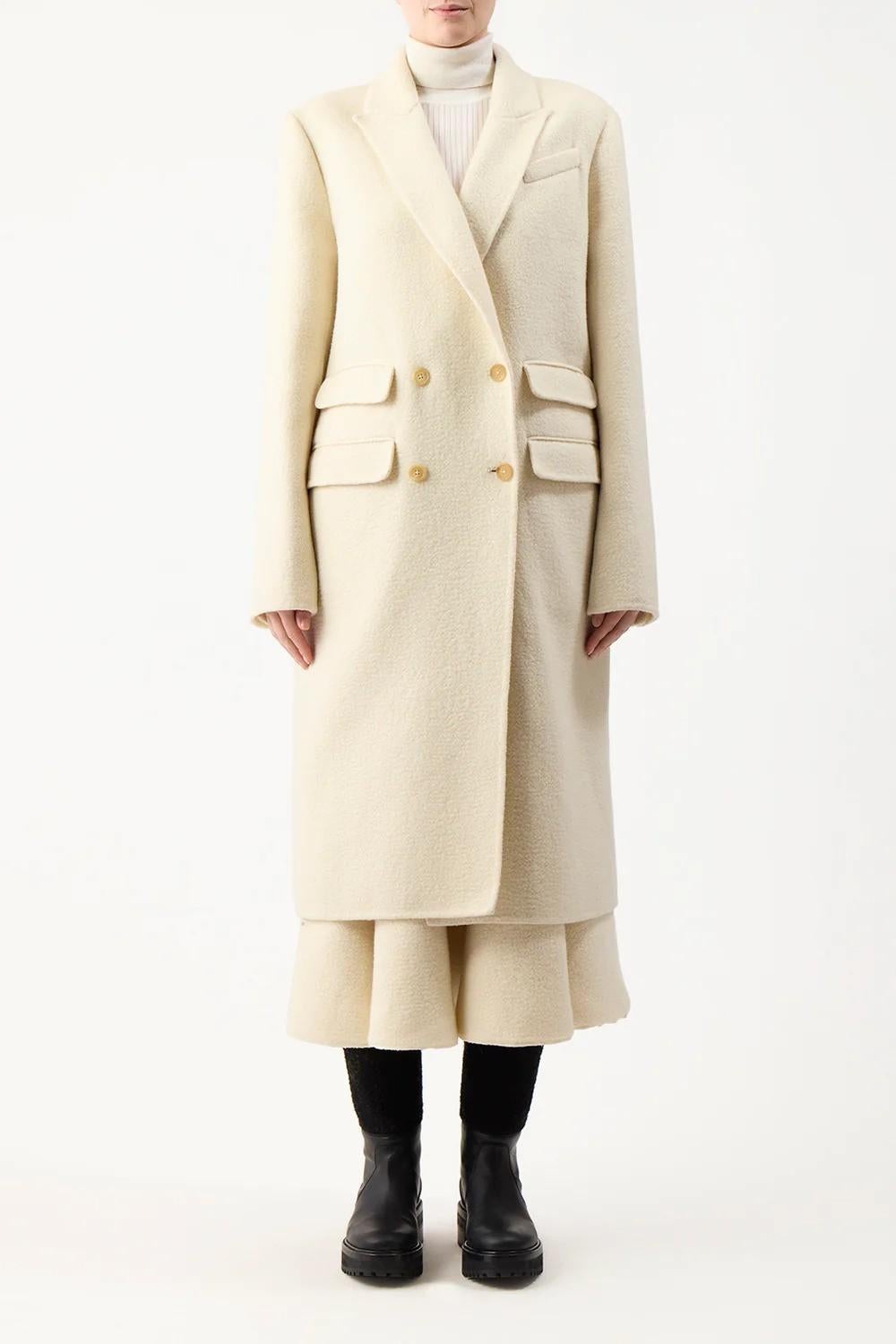 Gabriela Hearst crema cashmere 2024 REED DOUBLE FACE Cappotto Giacca 40 S in vendita 1
