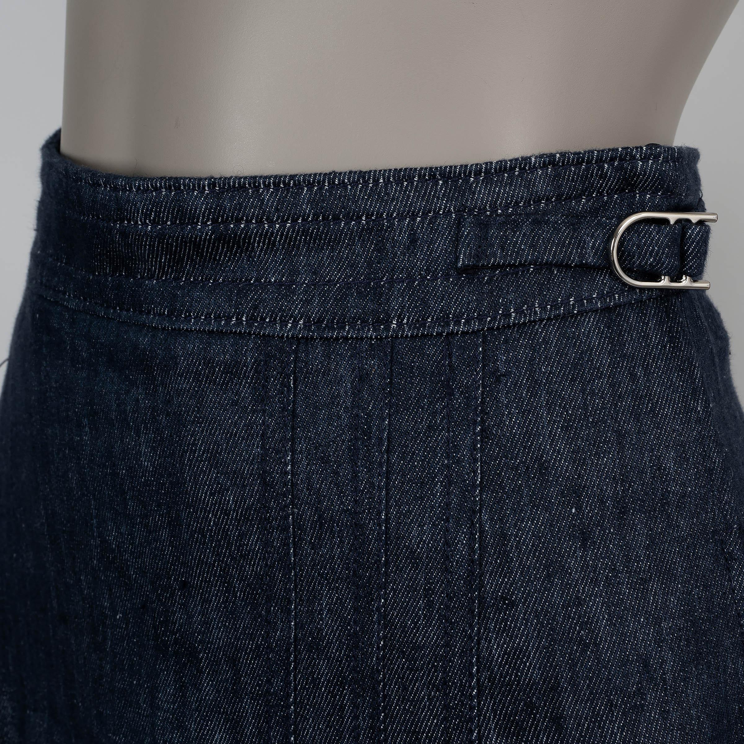 De las mujeres GABRIELA HEARST LINO AZUL OSCURO 2022 LERNA PLATED Falda MIDI 38 S en venta