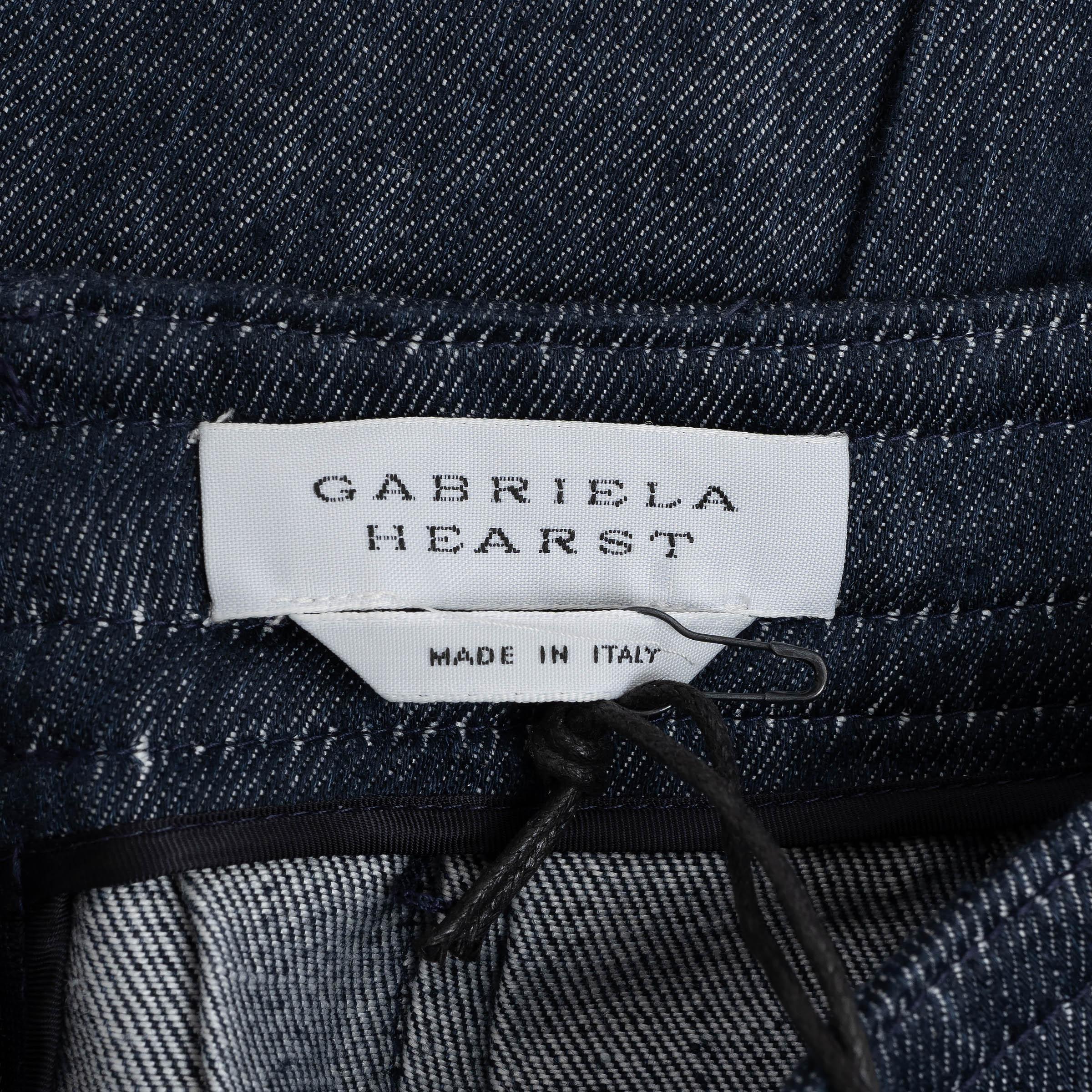 GABRIELA HEARST LINO AZUL OSCURO 2022 LERNA PLATED Falda MIDI 38 S en venta 1