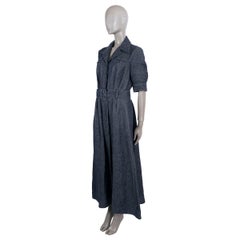 GABRIELA HEARST dark blue linen 2022 SIMONE MAXI Shirt Dress 44 L