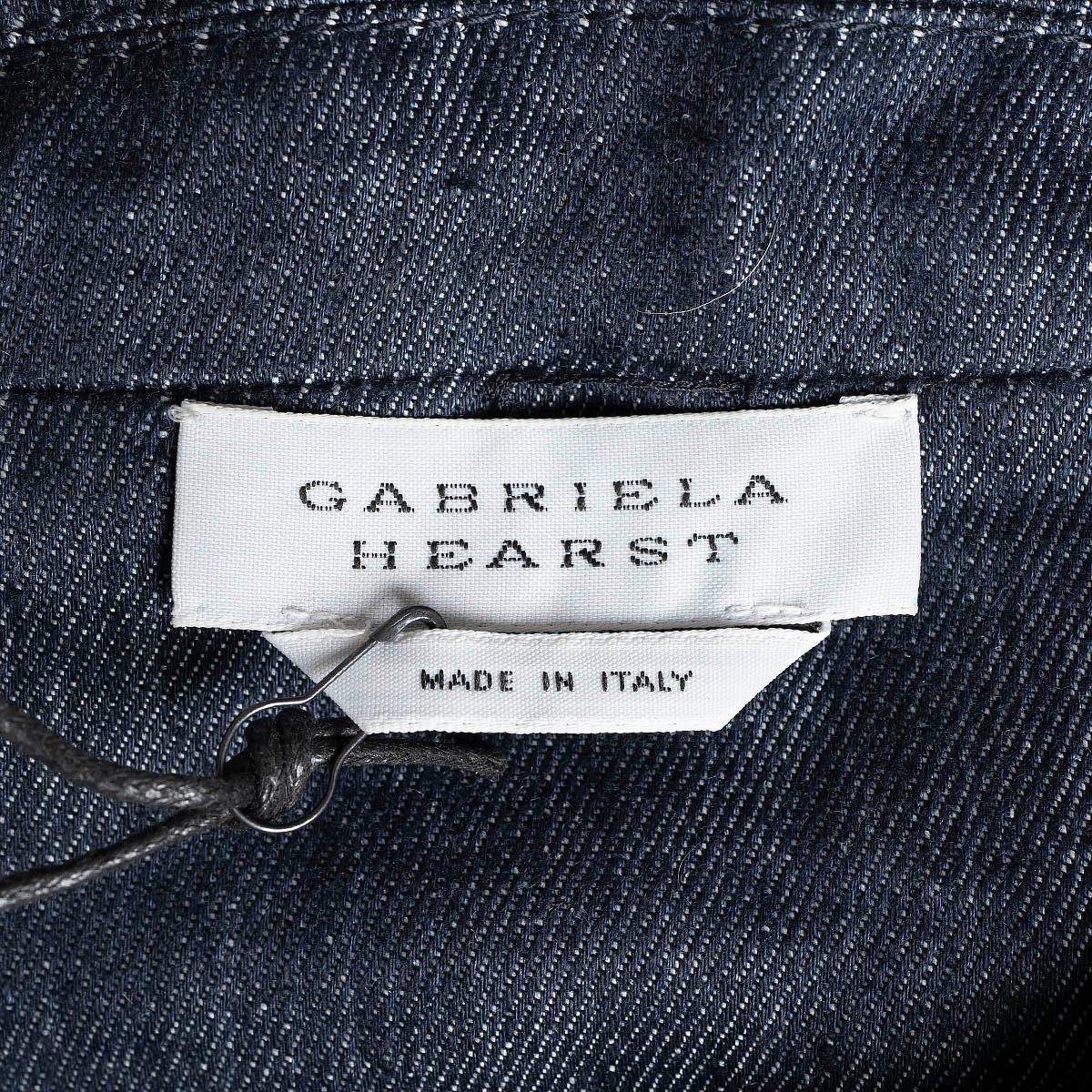 GABRIELA HEARST dark blue linen 2022 SIMONE MAXI Shirt Dress 44 L 1