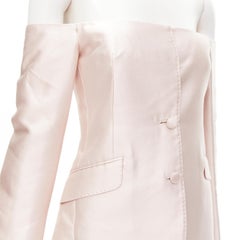 GABRIELA HEARST Dorathea blazer en satin rose blush à épaules dénudées US0 XS