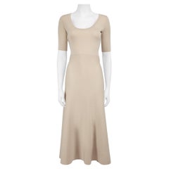 Gabriela Hearst Ecrufarbenes Kleid aus Wollstrick mit rundem Ausschnitt Größe XS