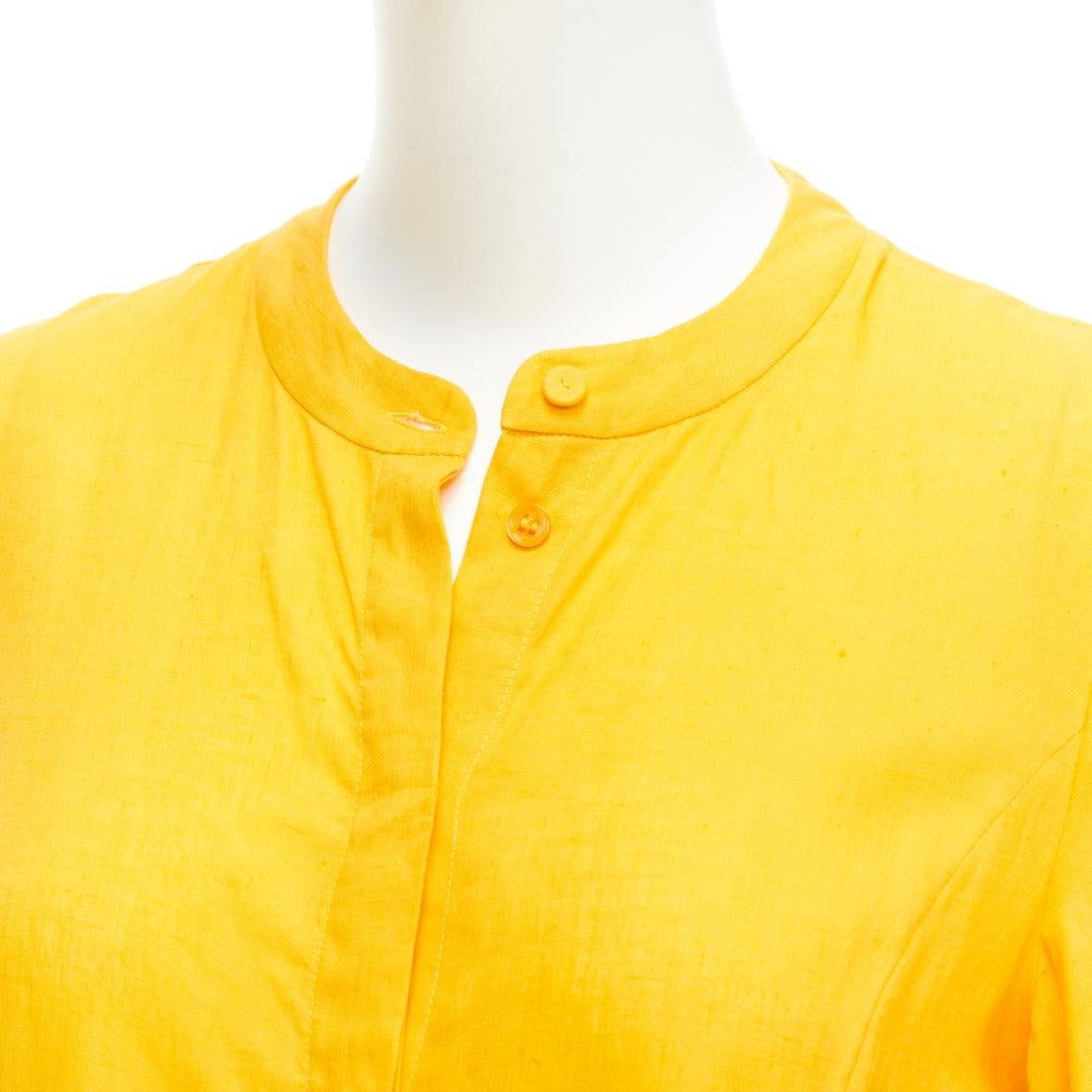 GABRIELA HEARST Elias 100% linen yellow belted crop sleeve maxi dress IT38 XS 3