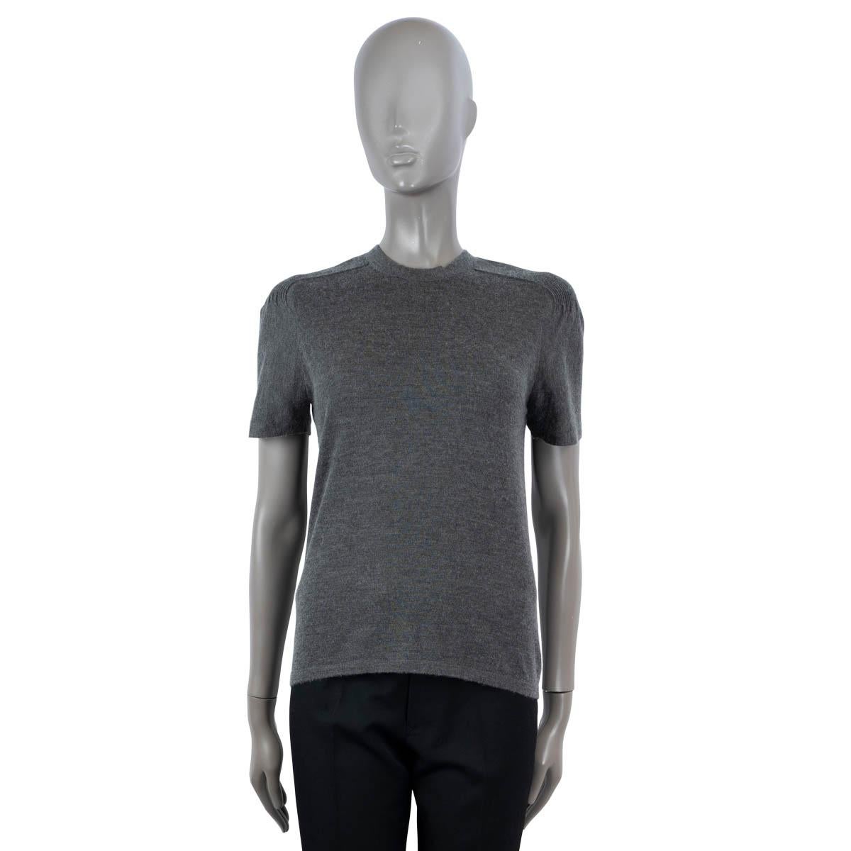 Black GABRIELA HEARST grey cashmere & silk 2019 RIBBED KNIT T-Shirt Shirt S For Sale