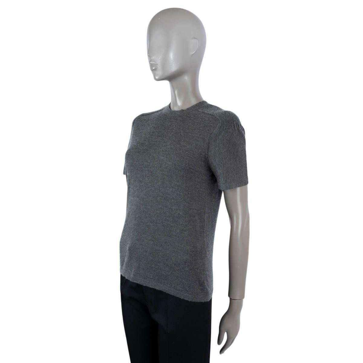 GABRIELA HEARST grey cashmere & silk 2019 RIBBED KNIT T-Shirt Shirt S In Excellent Condition For Sale In Zürich, CH