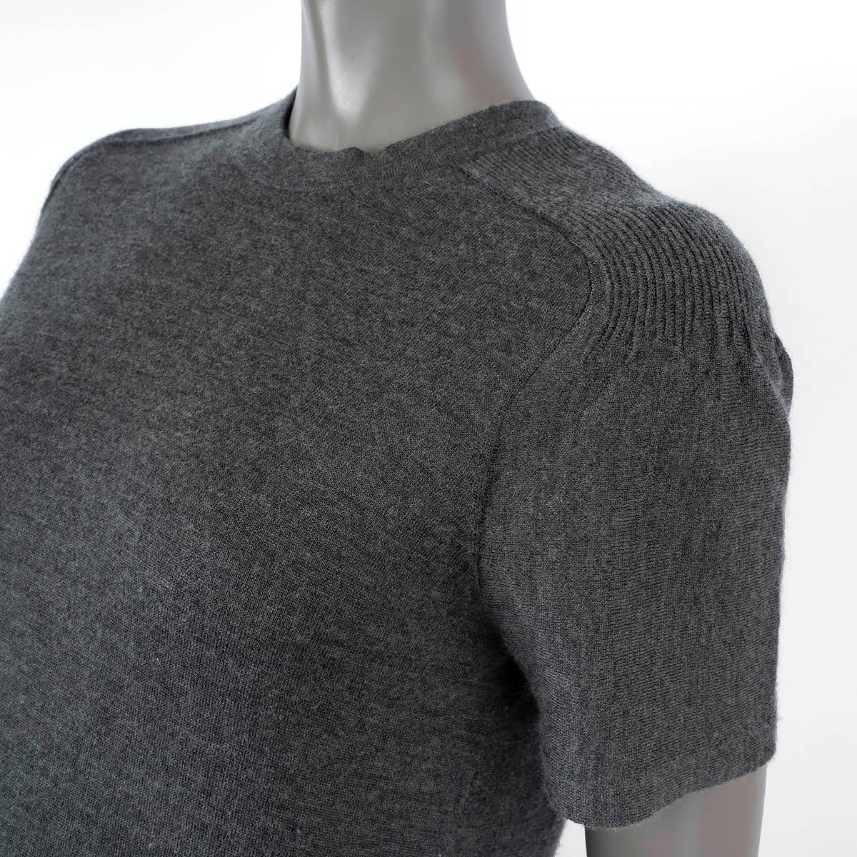 GABRIELA HEARST grey cashmere & silk 2019 RIBBED KNIT T-Shirt Shirt S For Sale 1