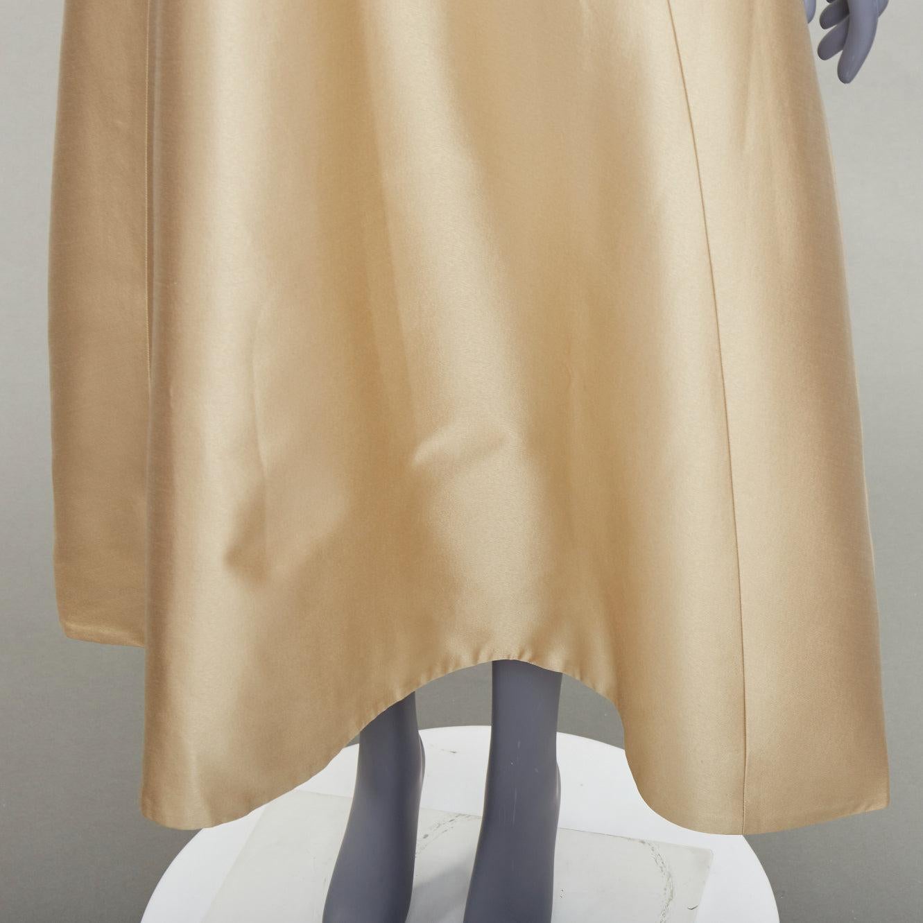 Gabriela Hearst Herve abito midi in lana e seta color champagne con pince geometriche IT36 XXS in vendita 2