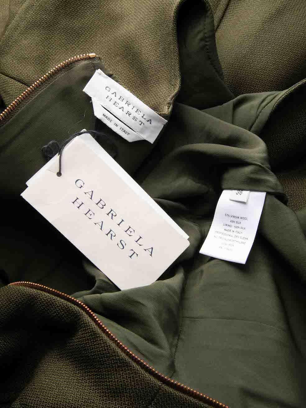 Gabriela Hearst Khaki Wool Crowther Maxi Dress Size XXS For Sale 4