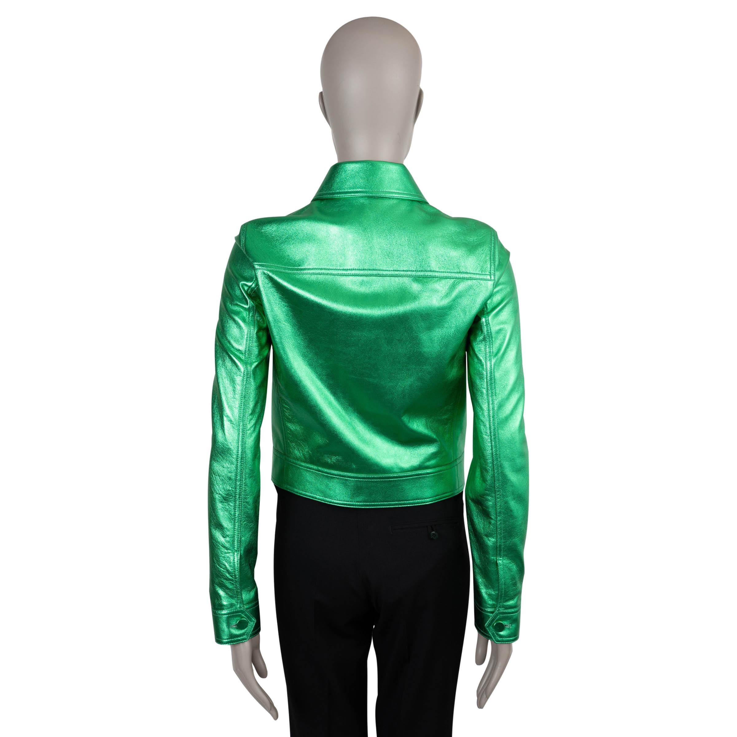 Vert GABRIELA HEARST Veste 2024 THEREZA en cuir vert métallisé XS en vente
