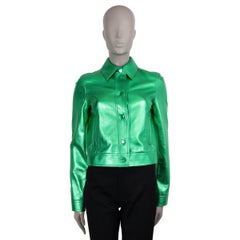 Gabriela Hearst - Giacca XS in pelle verde metallizzata 2024 THEREZA