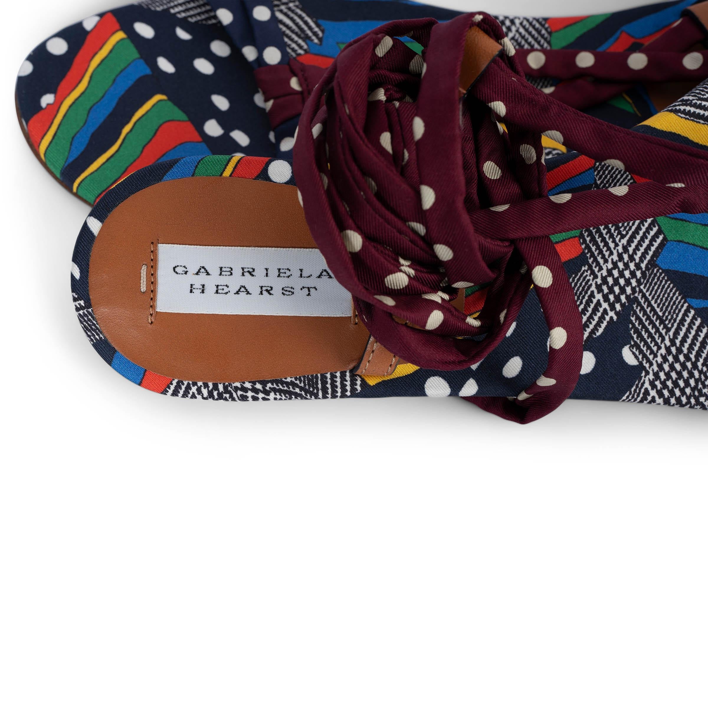 GABRIELA HEARST multicolor silk REEVES ANKLE TIE FLAT Sandals Shoes 42 fit 41 For Sale 2