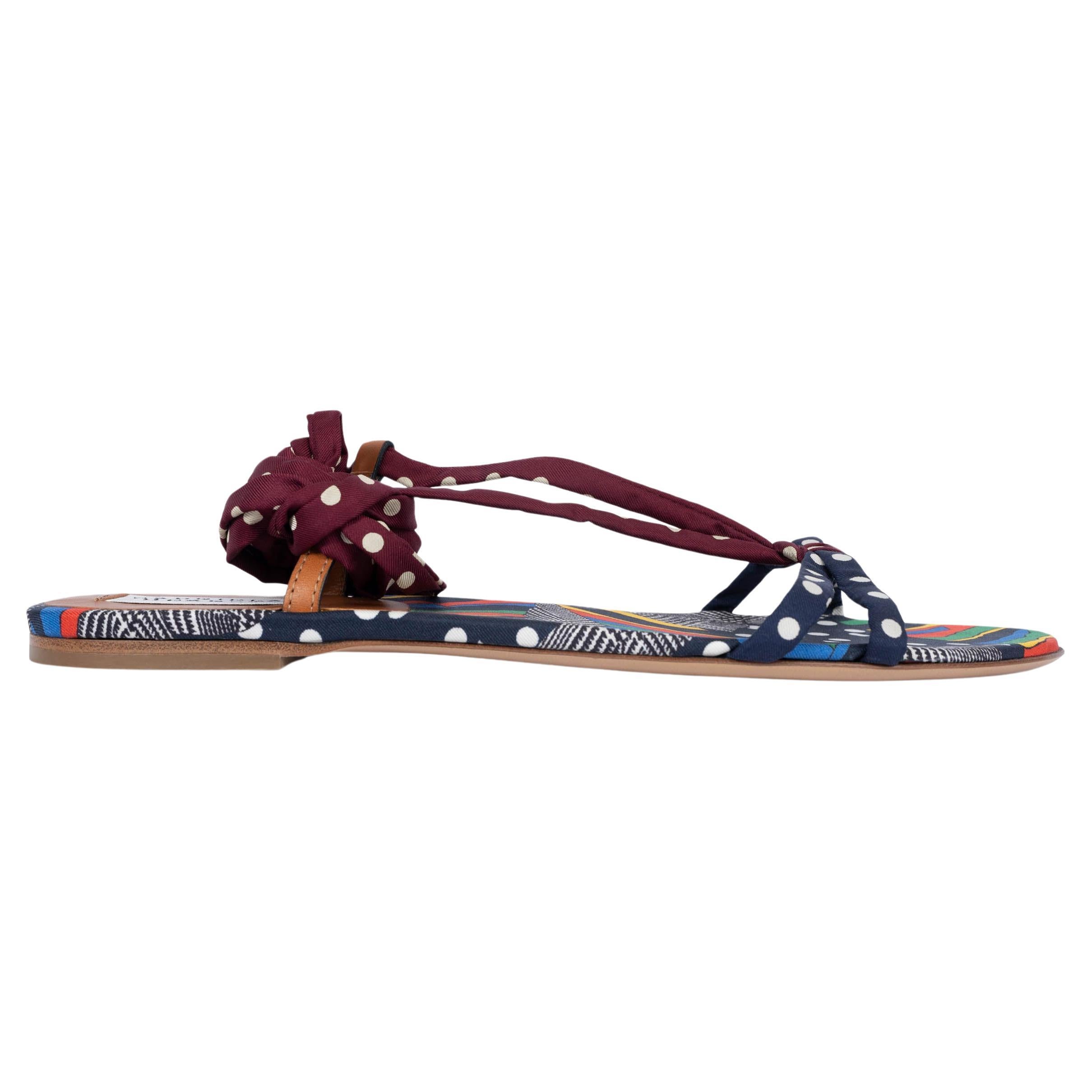 GABRIELA HEARST multicolor silk REEVES ANKLE TIE FLAT Sandals Shoes 42 fit 41 For Sale