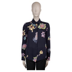 Gabriela Hearst marineblaues Seidenhemd HENRY FLORAL CHIFFON, Größe 40 S