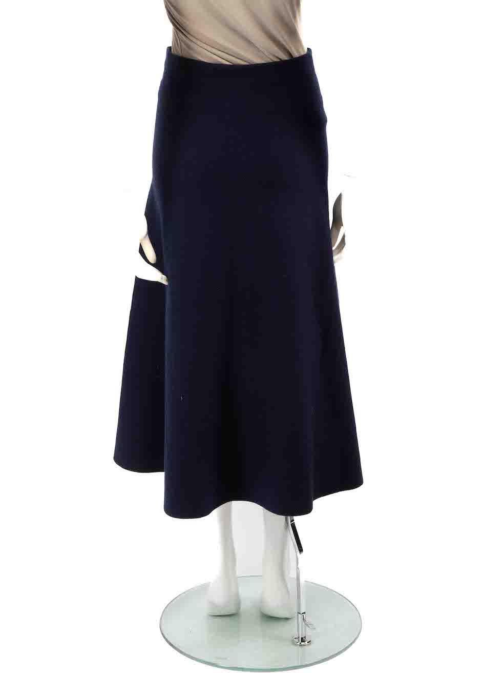 Gabriela Hearst Navy Wool Knit Midi Skirt Size XS In Good Condition For Sale In London, GB