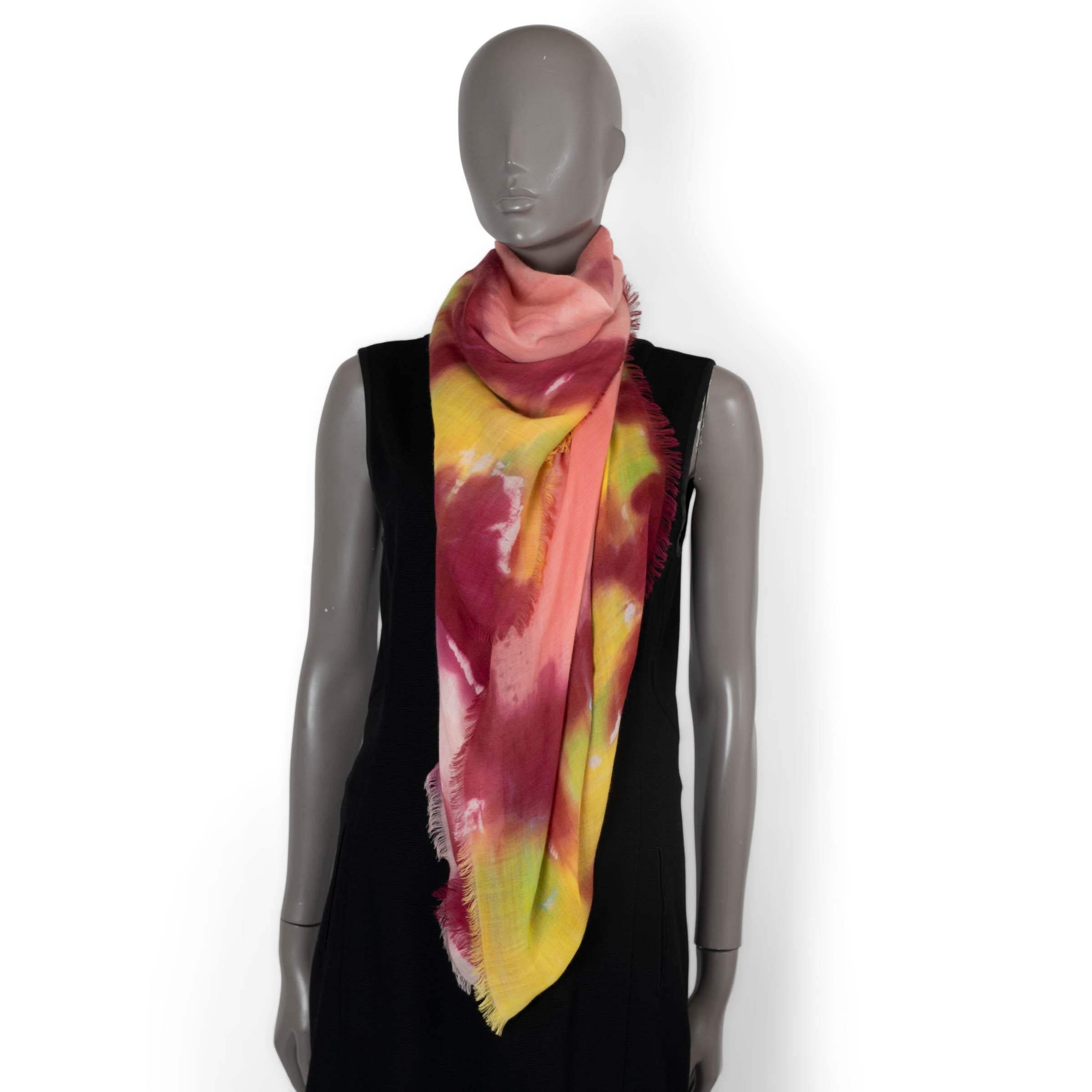 Women's or Men's GABRIELA HEARST pink yellow cashmere 2023 LUNA TIE-DYE Shawl Scarf For Sale