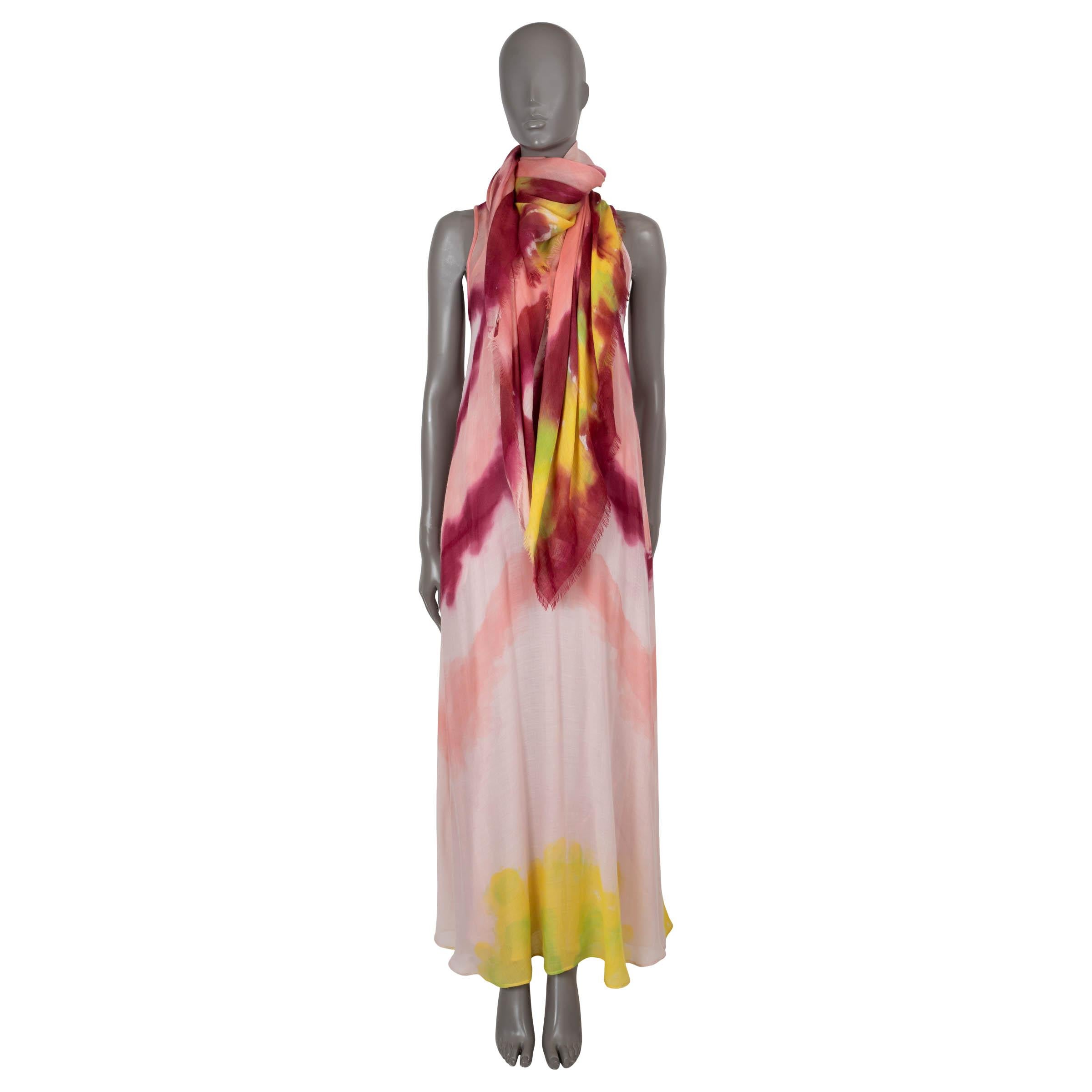 GABRIELA HEARST pink yellow cashmere 2023 LUNA TIE-DYE Shawl Scarf For Sale 1