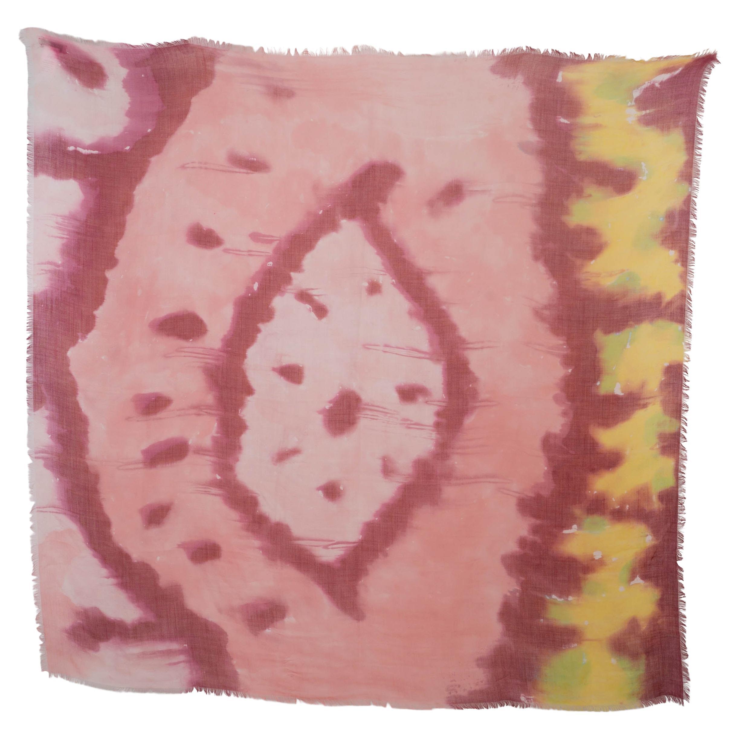 GABRIELA HEARST pink yellow cashmere 2023 LUNA TIE-DYE Shawl Scarf For Sale