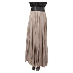 GABRIELA HEARST taupe cotton 2021 BARTLEY LEATHER STRAP VOILE MAXI Skirt 36 XS