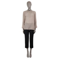 GABRIELA HEARST taupe cotton 2021 VLYCHOS LEATHER STRAP VOILE Blouse Shirt XS