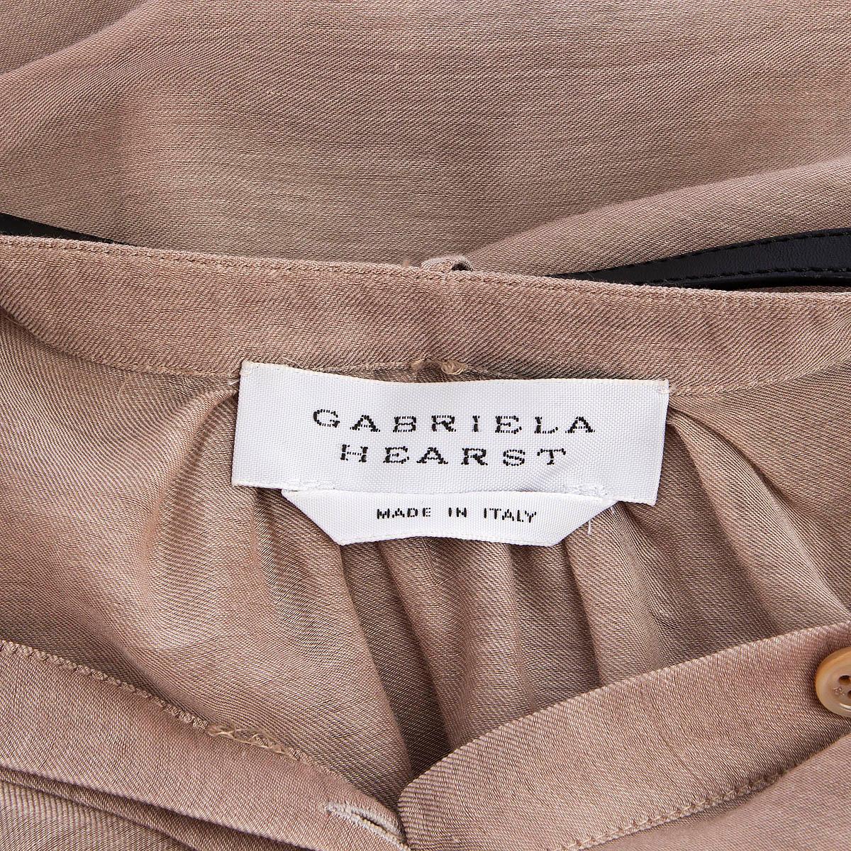 GABRIELA HEARST taupe cotton 2021 VLYCHOS LEATHER STRAP VOILE Blouse Shirt XS For Sale 3