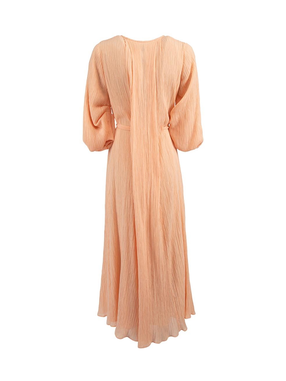 Gabriela Hearst Women's Pink Textured V-Neck Wrap Dress In Excellent Condition In London, GB