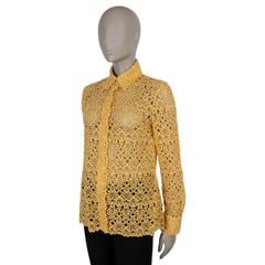 GABRIELA HEARST, chemise en cachemire jaune « CASSIA LACE » 2025, taille 38 S
