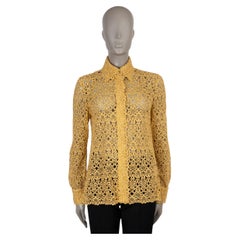 GABRIELA HEARST, chemise en cachemire jaune « CASSIA LACE » 2025, taille 38 S