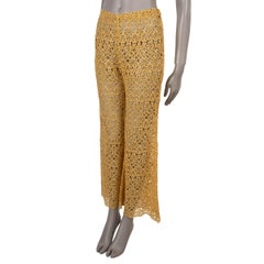 Pantalon GABRIELA HEARST en soie et coton jaune, modèle « PHOENIX LACE » 2025, taille 38 S