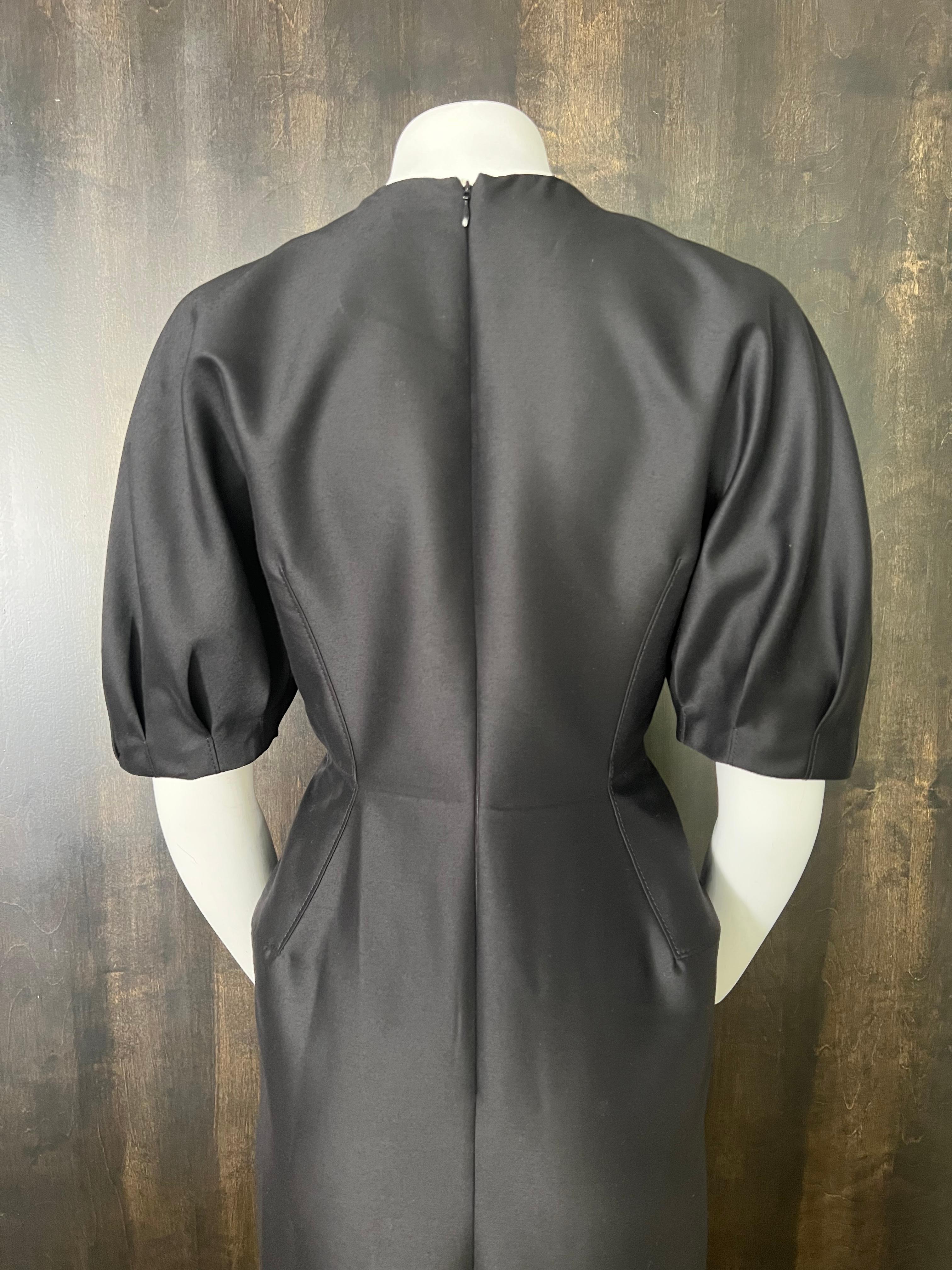 Gabriela Hearts Black Midi Dress, Size 40 For Sale 2