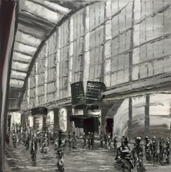 At the Liverpool train station, Painting, Oil on Canvas